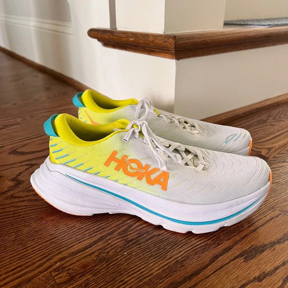 Hoka Bondi 8 Mens Running Shoes White Evening Primrose Citrus 1123202-WCEP